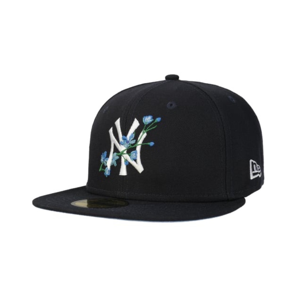 New York Yankees Blue Floral Baseball Cap Stateview New Era 59Fifty Size 7 3/8